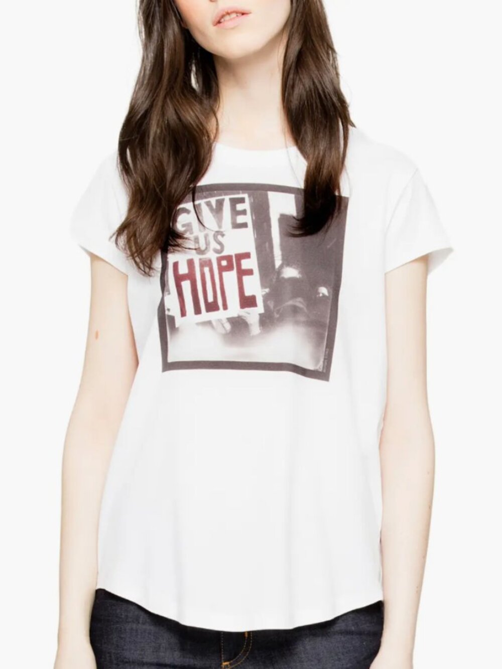 NWT Zadig & Voltaire SKINNY HOPE White Printed Short Sleeve T-Shirt Tee SIZE XS